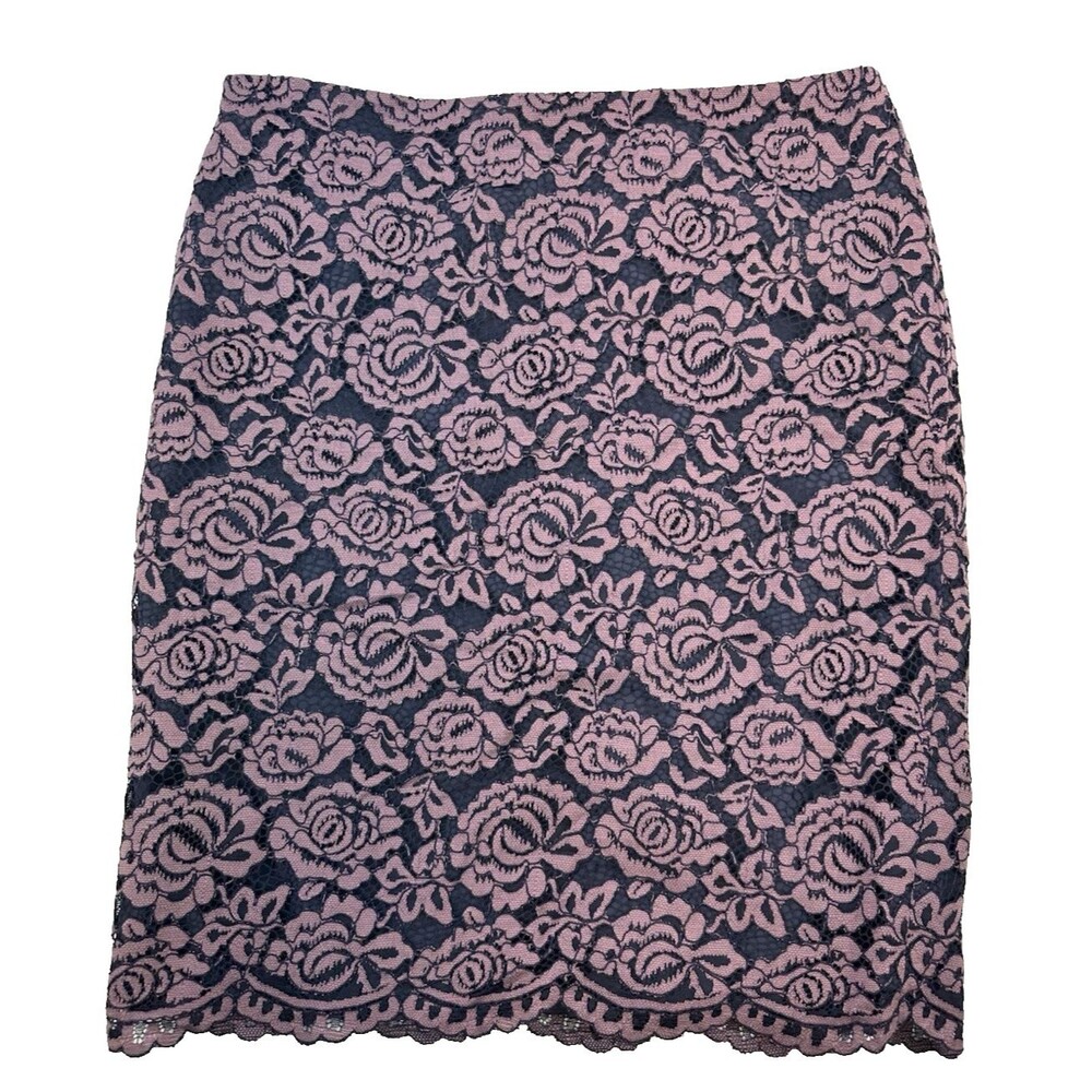 Ann Taylor Lace Pencil Skirt Floral Flirty Romantic Purple New Tags‎ Womens 12